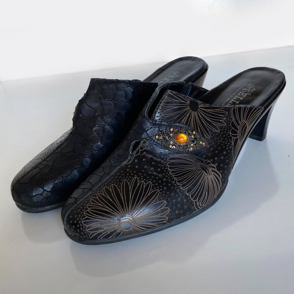 Helle Comfort Jemma 39 Slide Black Bootie Embossed Crocodile Jewel Heel US 8 - Picture 10 of 12